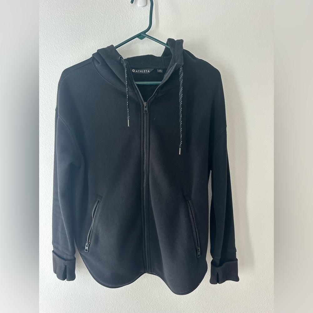 Athleta Black Zip-Up Hoodie | Size XS